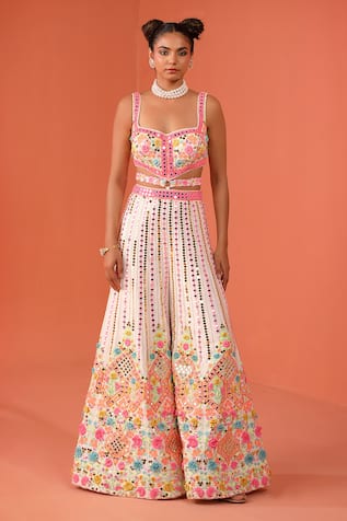 Rajbinder Chahal Floral Applique Embroidered Jumpsuit 