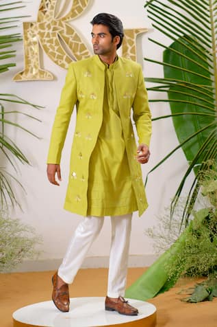 Runit Gupta Lotus Applique Embellished Sherwani Set 