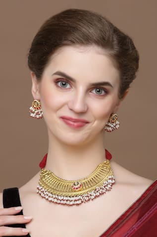 Geometric Carved Necklace Set 