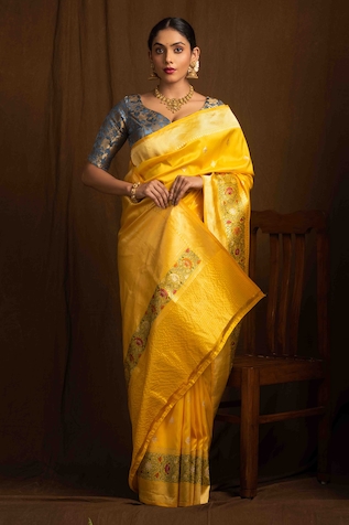 Golden Readymade Heavy Beaded Blouse Designer Saree Blouse