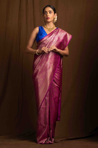 One Shoulder Blouse/ Solid Color Blouse/ Blue Blouse/ Indian Sari
