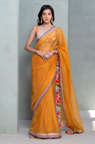 Rishi and Vibhuti Sunflower Splash Sequin Embroidered Saree 