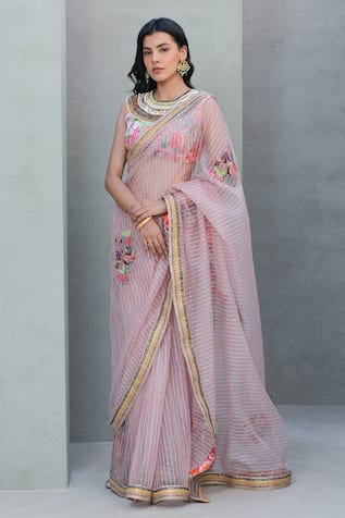 Rishi And Vibhuti Lilly Cutdana Embroidered Saree 