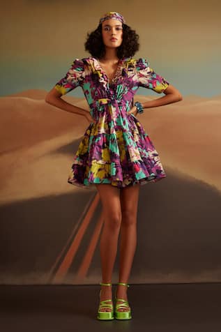 Verb By Pallavi Singhee Floral Abstract Print Wrap Dress 