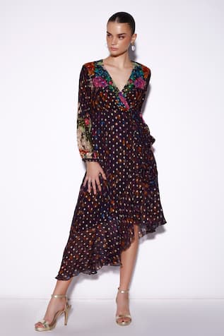Verb By Pallavi Singhee Abstract Print Wrap Dress 