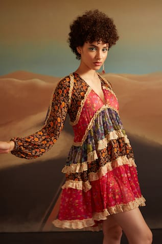 Verb By Pallavi Singhee Floral Print Layered Dress 