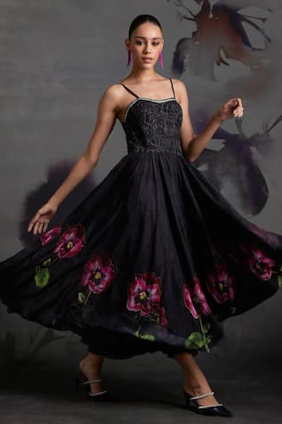 Verb By Pallavi Singhee Beads Embroidered Bodice Dress 