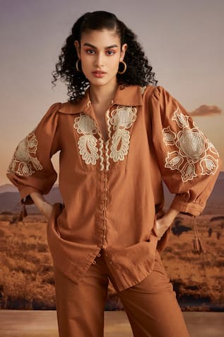 Verb By Pallavi Singhee Wildflora Embroidered Shirt 