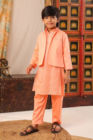 Pearl Embroidered Jacket & Kurta Set 