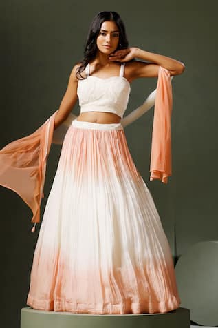 Two Sisters By Gyans Ombre Moti Mala Waistband Embroidered Lehenga Set 