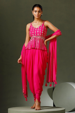 Buy COLOR BLOCK RED AND PINK DRESS for Women Online in India