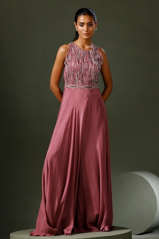 Two Sisters By Gyans Stacked Sequin Jumpsuit With Embellished Belt