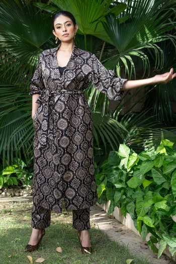 Ekavira Surmayi Ajrakh Print Trench Coat 