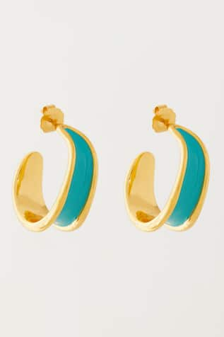 Voyce Jewellery Kandy Semi Hoop Tropical Enameled Earrings 