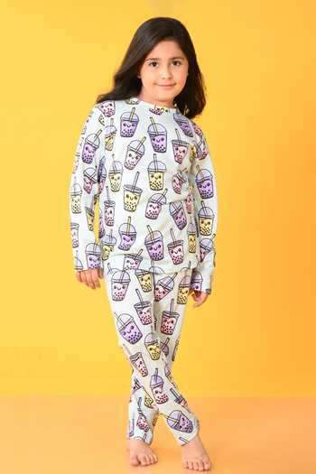 Anthrilo Bubble Tea Print Kids Night Suit 