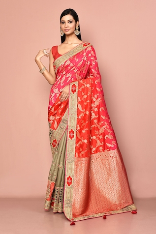 Nazaakat by Samara Singh Paisley Woven Saree With Unstitched Blouse Piece