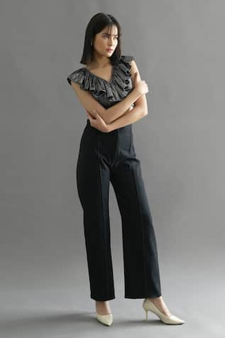 Kritika Madan Label Metallic Ruffle Top & Pant Set 