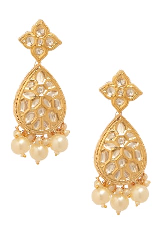 Kundan Polki Embellished Dangler Earrings 
