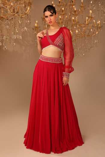 Omal Sindwani Hand Embroidered Blouse & Skirt Set 