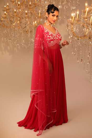 Omal Sindwani Hand Embroidered Anarkali With Dupatta 