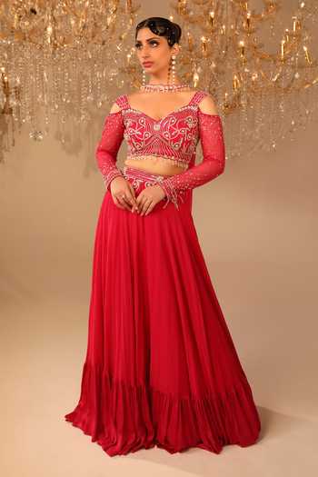 Omal Sindwani Hand Embroidered Pink Lehenga Set 