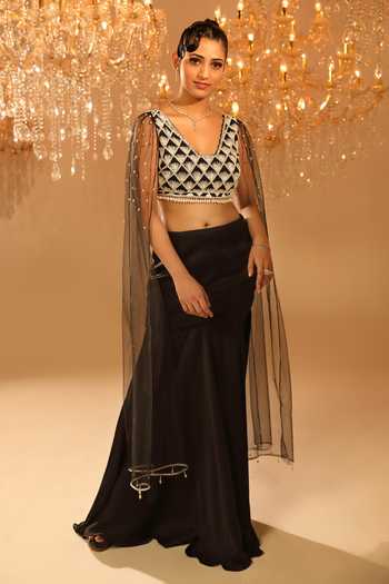 Omal Sindwani Hand Embroidered Blouse & Slit Lehenga Set 