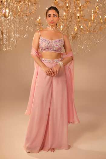 Omal Sindwani Hand Embroidered Cape Palazzo Set 