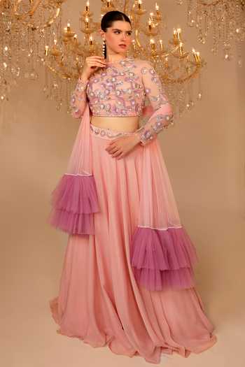 Omal Sindwani Sequins Hand Embroidered Blouse Lehenaga Set 