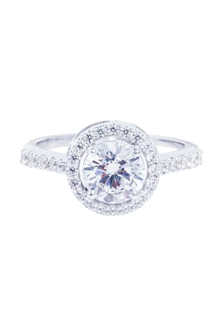 Round Halo Solitaire Ring 