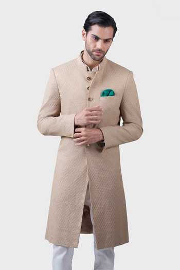 Raghavendra Rathore Jodhpur Sand Dune Brocade Pattern Achkan 