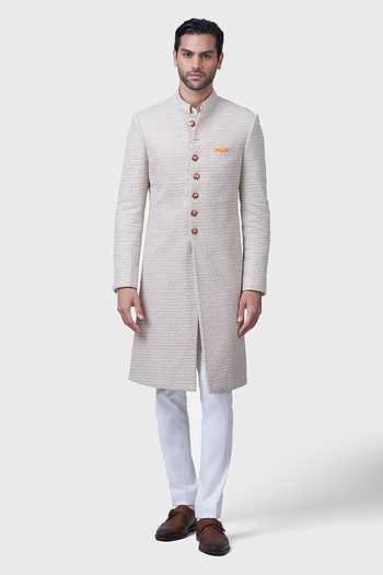 Raghavendra Rathore Jodhpur Miniature Butti Silk Embroidered Achkan 