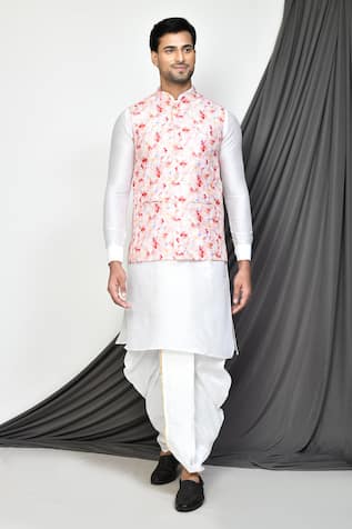 Geometric Print Bundi & Kurta Set 