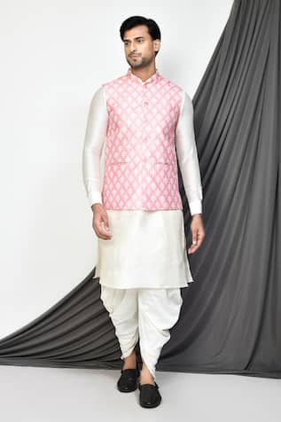 Floral Print Bundi & Kurta Set 