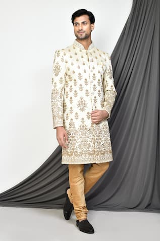 Aryavir Malhotra Floral Embroidered Sherwani Set 