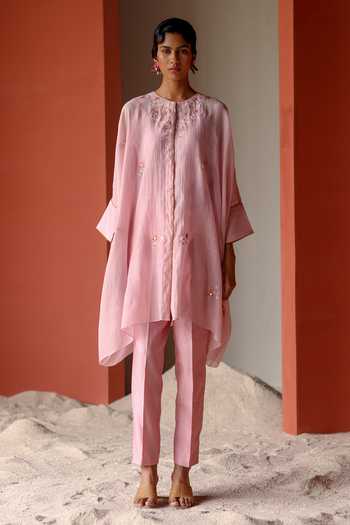 Shikha Mehta Nivi Embroidered Asymmetric Tunic Pant Set 