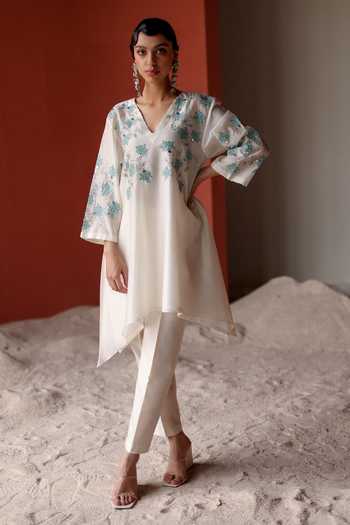 Shikha Mehta Sana Thread & Mirror Work Top Pant Set 