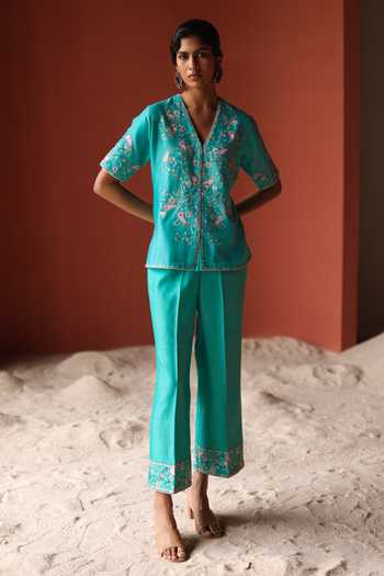 Shikha Mehta Soraya Silk Chanderi Jacket & Pant Set 