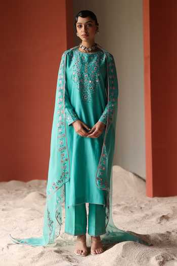 Shikha Mehta Zainab Mirror Gardenia Kurta Pant Set 