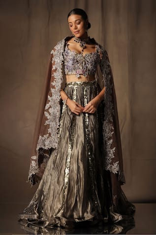 tara thakur Sequins Embroidered Blouse Lehenga Set 