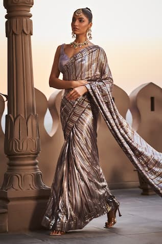 tara thakur Sequins Embroidered Pre-Stitched Saree With Blouse 