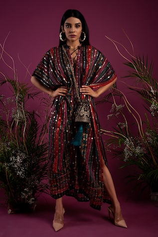 tara thakur Stripe Print Kaftan 