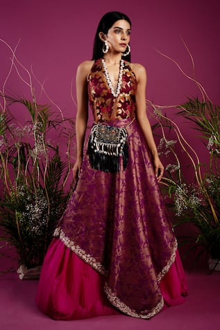 tara thakur Brocade Layered Lehenga With Bodysuit 