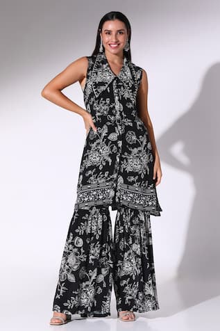 Sleeveless Printed Tunic & Sharara Set 