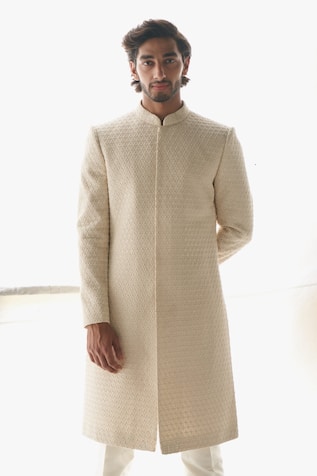 Sawan Gandhi Leaf Thread Embroidered Sherwani Set 