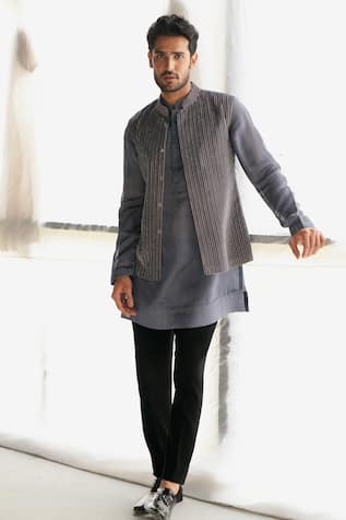 Sawan Gandhi Cut Dana Embroidered Bundi Kurta Set 