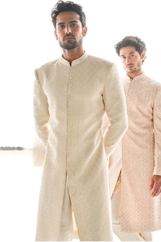 Sawan Gandhi Pearl & Thread Embroidered Sherwani Set 