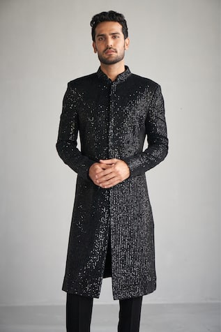 Sawan Gandhi Sequin Embellished Sherwani With Pant 