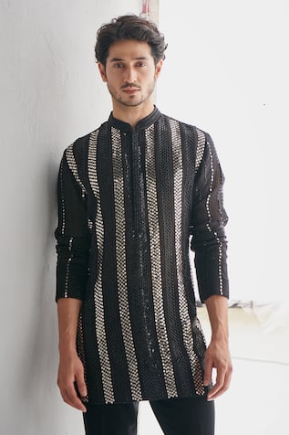 Sawan Gandhi Metal Sequin Work Kurta With Pant 