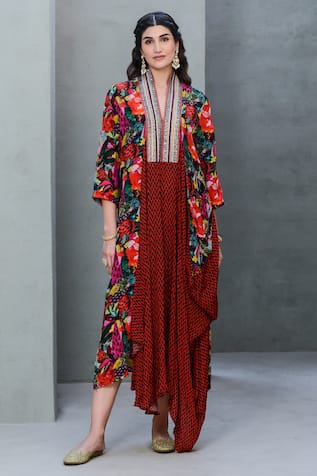 Rishi and Vibhuti Geometric Print Kaftan 