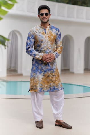 Asuka Tie-Dye Pattern Embroidered Kurta Pyjama Set 